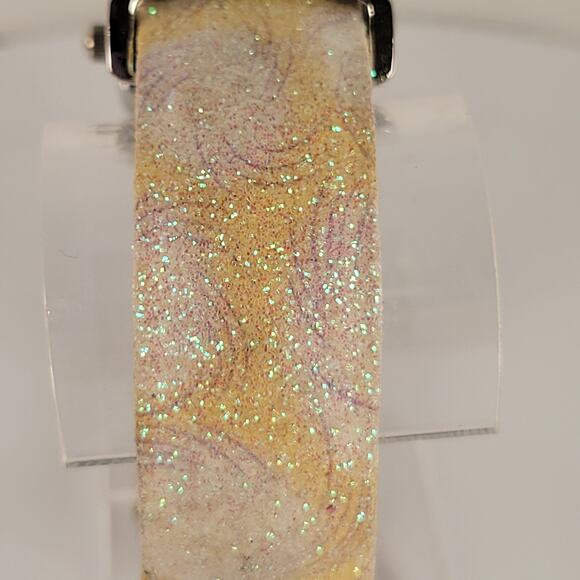 Geneva Silver Yellow Quartz Watch with Glittery Sparkle Cuff Bracelet Design - Picture 10 of 14